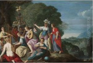 Minerva And The Nine Muses by Johann Konig