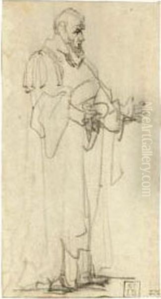 Standing Figure Of A Bearded, Robed Man - view 1