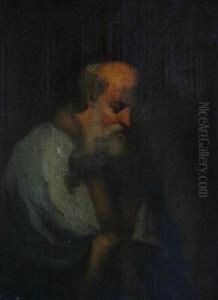 A Portrait Of A Bearded Man Wearing A Whiterobe by Salomon Koninck