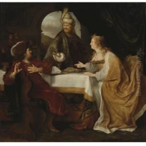 Esther's Banquet by Salomon Koninck