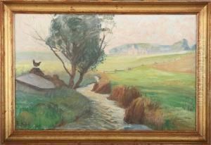 Open Landscape With A Small Stream by Elise Konstantin-Hansen