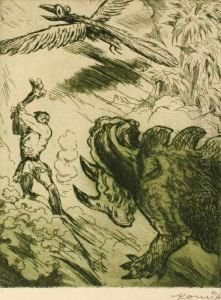 Pair Of Prehistoric Scenes