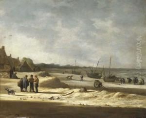 Figures And Boats On A Beach