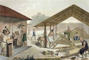 Carpentry Workshop in Kupang, Timor, plate 6 from 'Le Costume Ancien et Modern', 1820-30s by Francesco Citterio