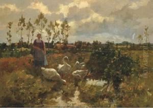 Minding The Geese by Cornelis Koppenol