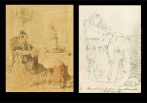 "la Malade" ; A Lady At A Table