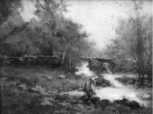 Bretonne Au Bord De La Riviere by Michel Korochansky