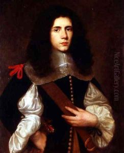 Portrait of a young gentleman in a black slashed doublet by Circle of Ceresa, Carlo (1609-1679)