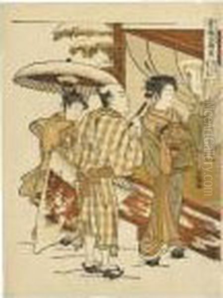 ````ogiya Karauta Bosetsu'
(karauta Of Ogiya In The Evening Snow) From The Series ````seiro Meifu
Hakkei' (eight Views Of Famous Beauties Of The Green Houses) - view 1