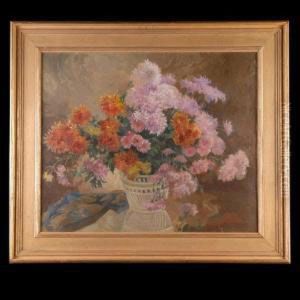 Still Life Of Chrysanthemums. by Emil Jean Kosa