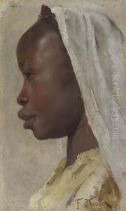 Profile Of A Nubian Girl by Franz Xavier Kosler