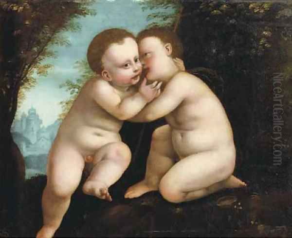 A wooded landscape with Jesus and Saint John as infants - view 1