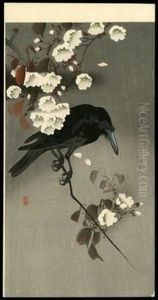 Crow On A Cherry Branch by Ohara Koson