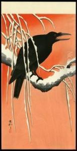Crow On A Snowy Bough - view 1