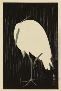Egret In The Rain