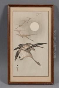 Geese Circling A Full Moon