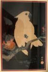Pomegranate And Parrot by Ohara Koson