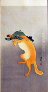 Dancing Fox by Ohara Koson