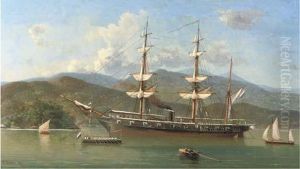 A Dutch Naval Barque Anchored Off A Foreign Coast