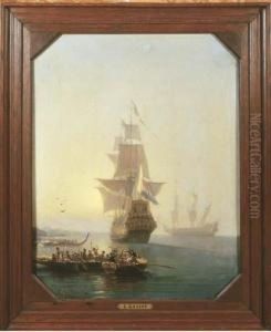 The Arrival Of A V.o.c. Ship In An African Harbour