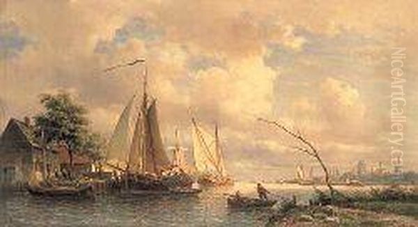 A Busy Estuary Scene, Dordrecht In The Distance - view 1