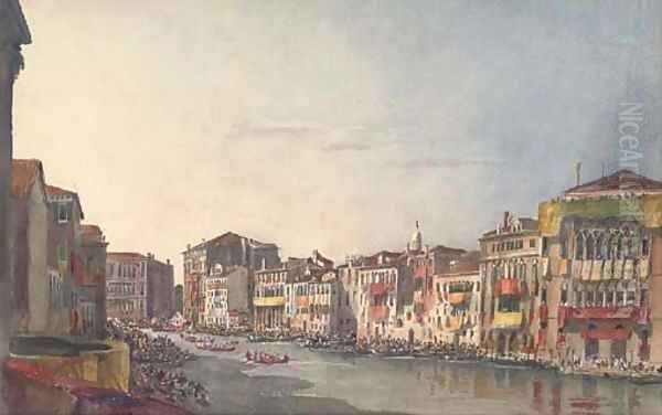 The visit of the Emperor of Austria to Venice in 1837, the Grand Canal lined with spectators by Harriet Cheney