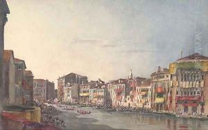The visit of the Emperor of Austria to Venice in 1837, the Grand Canal lined with spectators by Harriet Cheney