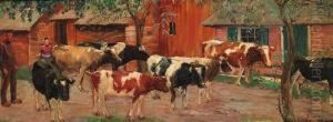 Peasants And Cows In Staphorst by Jo Koster Van Hattum