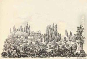 Twenty-eight drawings of Italian, French and English views including The Villa Albani by Harriet Cheney