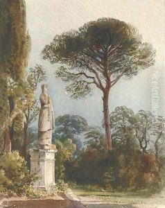A statue in the gardens of the Villa Muti, Frascati by Harriet Cheney