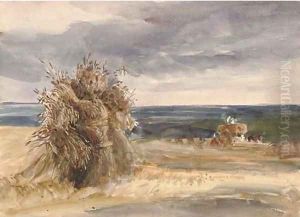Gathering the harvest from the fields of Down Hall, Essex by Harriet Cheney