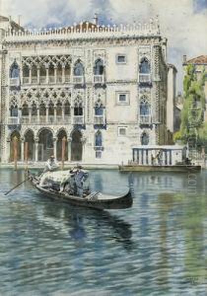 Gondel Auf Dem Canal Grande Vor Der Ca D'oro. - view 1