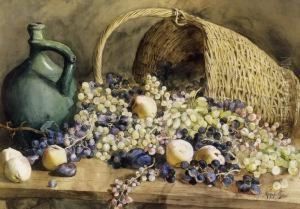 Autumnal Still Life Of Fruit by Jeno, Eugene Koszkol