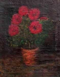 Bouquet Of Red Flowers by Jozsef Koszta