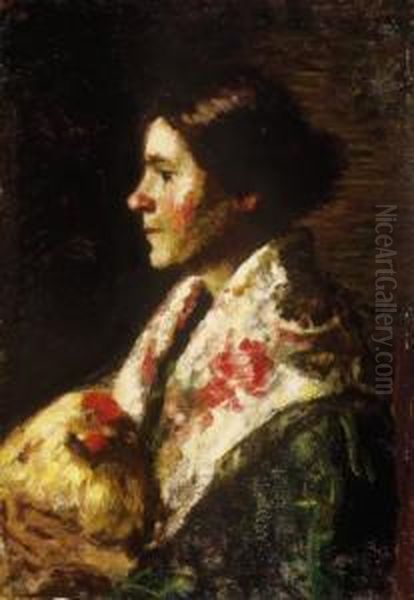 Girl With A Hen - view 1