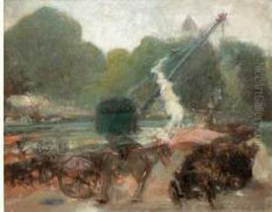 Charrette Et Grue Sur Les Quais by Constantin Kousnetzoff