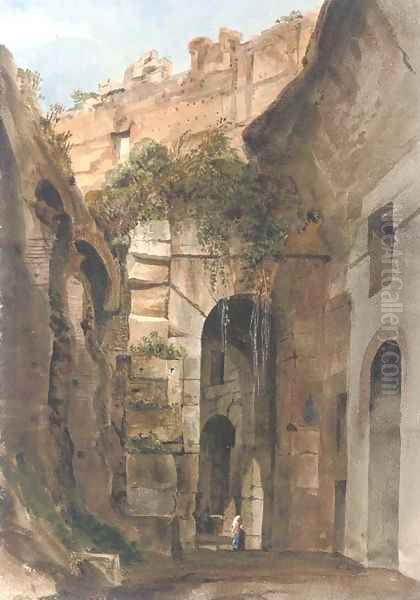 A figure in the interior of the Colosseum, Rome - view 1