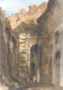 A figure in the interior of the Colosseum, Rome by Harriet Cheney