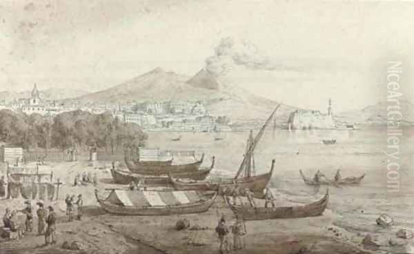 Figures on the waterfront at Naples - view 1