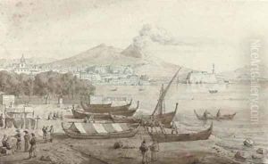 Figures on the waterfront at Naples by Harriet Cheney