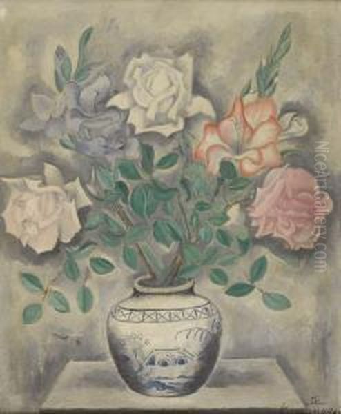 Still Life With Roses In A Delft Jar - view 1