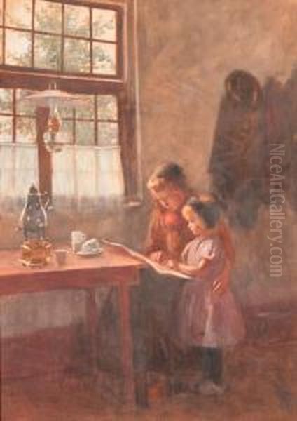 Girls Reading In An Interior - view 1