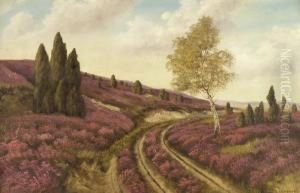 Lavendelblute In Weiter Landschaft by Josif Evstaf'Evic Krackovskij