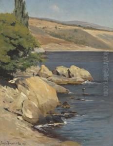 A Rocky Shore, Crimea by Josif Evstaf'Evic Krackovskij