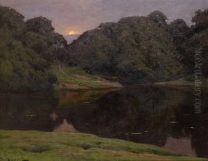 Landscape With Setting Sun by Josif Evstaf'Evic Krackovskij