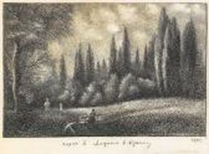 A Park In Alupka In The Crimea by Josif Evstaf'Evic Krackovskij