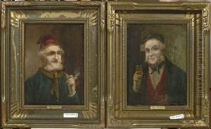 Gegenstucke: Portraits Mann Mit Pfeife Und Mann Mit Glas. by Per I Krafft