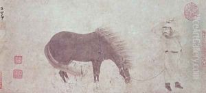 Horse and Groom in Winter by Meng-Fu Chao (Zhao Mengfu)