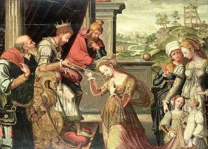 Esther before King Ahasuerus with Haman being sent to the Gallows beyond, 1577 Esther before King Ahasuerus with Haman being sent to the Gallows beyond, 1577