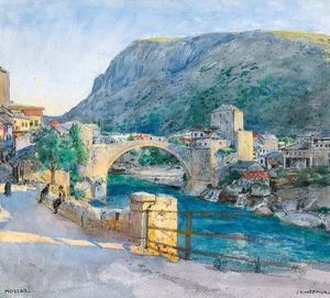 Veduta Del Ponte Di Mostar by Johann Viktor Kramer